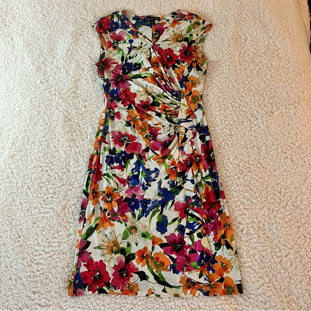 American Living Watercolor Floral Printed Women's Sleeveless Midi Dress Size 12